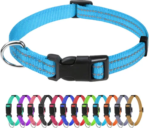 TagME Collares para perros pequeños, collar de nailon reflectante para mascotas con hebilla de liberación rápida, collar para perros pequeños para