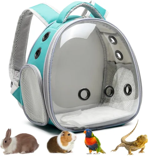 Mochila portátil de viaje para mascotas, bolsa para hámster, conejillo de indias, pájaro, perro, gato, tortuga, transportador, jaula de conejo, Verde