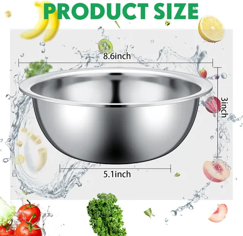 Miniatura 2 de Pinkunn 12 cuencos para mezclar de acero inoxidable, cuencos de metal anidables para preparación de ensaladas, contenedor de alimentos reutilizable