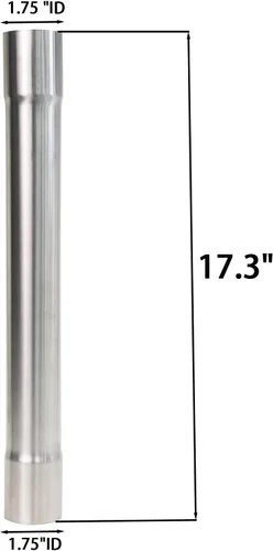 Miniatura 2 de 1.75 Pulgadas Tubo de Escape T304 de Acero Inoxidable (Tubo SS), Tubo Recto de 1 3/4"ID de Longitud 17.3" con Terminación Ensanchada y Pulida, Tubo
