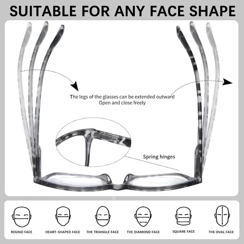 Miniatura 7 de Paquete de 5 lentes de lectura con bloqueo de luz azul, lectores de bisagra de resorte para mujeres y hombres, anteojos nerd con filtro anti rayos
