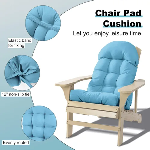 Miniatura 2 de Cojín para silla Adirondack, cojín para silla mecedora 44x19.4x4 pulgadas, cojines de respaldo alto para patio de arriba y abajo con lazos