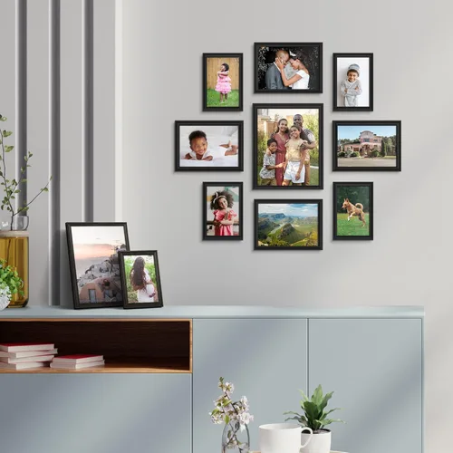 Miniatura 6 de Icona Bay - Juego de marcos de fotos (12 unidades), perchas para montaje en pared y caballete de mesa incluidos, colocación horizontal o vertical