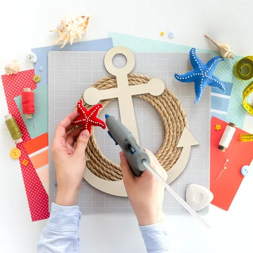 Miniatura 3 de Anglechic 12 paquetes de 30 centímetros de rebanadas de madera sin acabar con forma de ancla en blanco para manualidades, adornos
