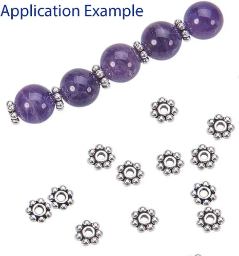 Miniatura 5 de CF110-G - 200 cuentas espaciadoras delgadas de margarita de 0.177 in, cuentas planas de latón chapado en oro para joyería y manualidades