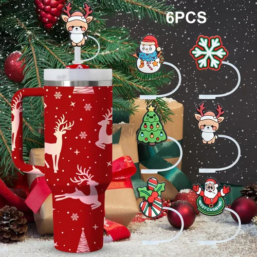 Miniatura 4 de Tapa superior de pajita de silicona de Navidad para vaso Stanley Cup de 30 y 40 oz, accesorios para termos, tapas de cubierta a prueba de polvo