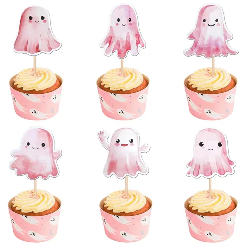 Miniatura 30 de 30 piezas de adornos para cupcakes con purpurina – Púas de cupcakes de Halloween para niños, cumpleaños, festival, fiesta, decoración de pasteles
