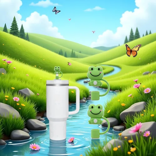 Miniatura 6 de 2 fundas de popote de rana verde para copa Stanley, fundas de silicona compatibles con tazas Stanley, toppers para vasos Stanley de 30 oz/40 onzas
