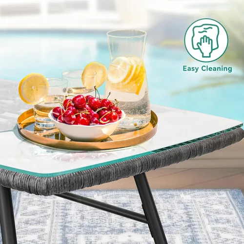 Miniatura 6 de YITAHOME Juego de muebles de patio de 4 piezas, juego de mimbre para exteriores, juego de conversación de ratán para todo tipo de clima, con cojines