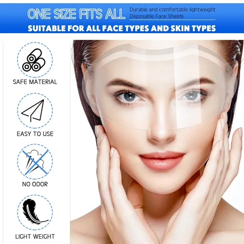 Miniatura 4 de Honeydak 300 viseras faciales de maquillaje para ducha, suministros de microblading permanentes, visera de ducha de plástico desechable, cubierta