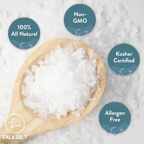 Miniatura 4 de FALKSALT Copos de sal marina naturales orgánicas de 2.47 onzas Certificado sin OMG, Kosher y Halal Copos de sal marina de acabado gourmet 5