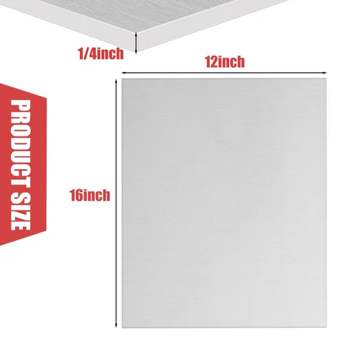Miniatura 2 de Placa de aluminio 6061, 12 x 16 x 1/4 pulgadas de grosor, placas de aluminio resistentes con película protectora, placa rectangular de aluminio