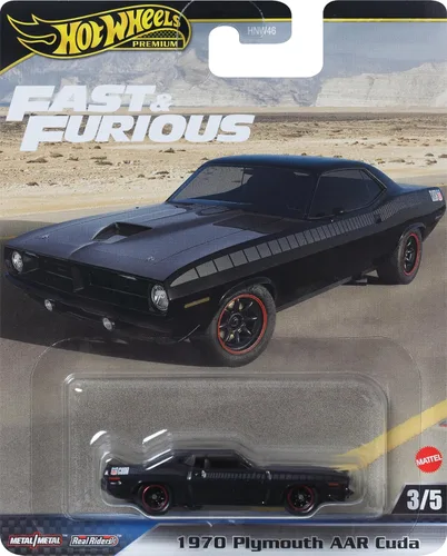 Miniatura 6 de Hot Wheels Coche de juguete, Fast & Furious a escala 1:64 Die-Cast 1970 Plymouth AAR Cuda para coleccionistas inspirados en la franquicia