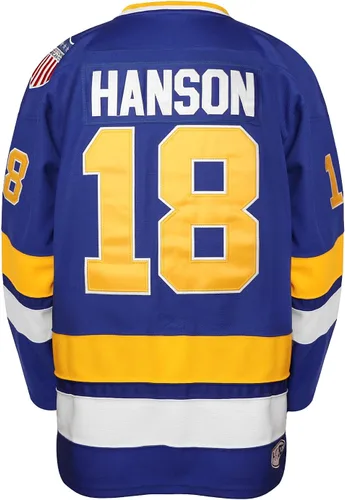 Miniatura 28 de Phoneutrix Hanson Brothers Charlestown Chiefs 16 Jack 17 Steve 18 Jeff Slap Shot Movie Hockey Jersey Azul