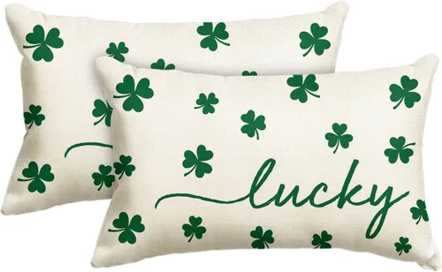 Miniatura 10 de AVOIN colorlife Funda de almohada de trébol de la suerte del día de San Patricio, 18 x 18 pulgadas, funda de cojín verde trébol para decoración