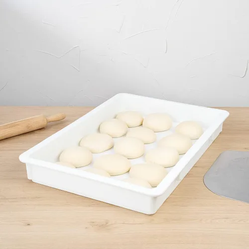 Miniatura 3 de Caja de prueba de 26 x 18 x 3 pulgadas, 1 caja de masa rectangular – apilable, lavavajillas, cajas de plástico blanco para masa de pizza, duraderas