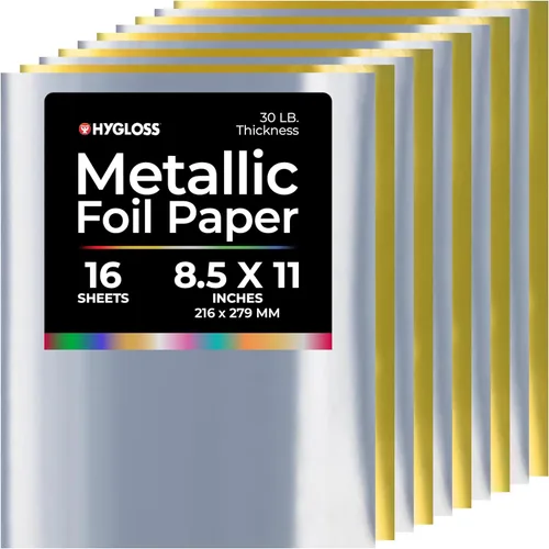 Miniatura 8 de Hygloss Papel de aluminio metálico, 16 hojas de 8 colores surtidos, 8.5 x 11 pulgadas, papel de aluminio ideal para manualidades, hojas de papel