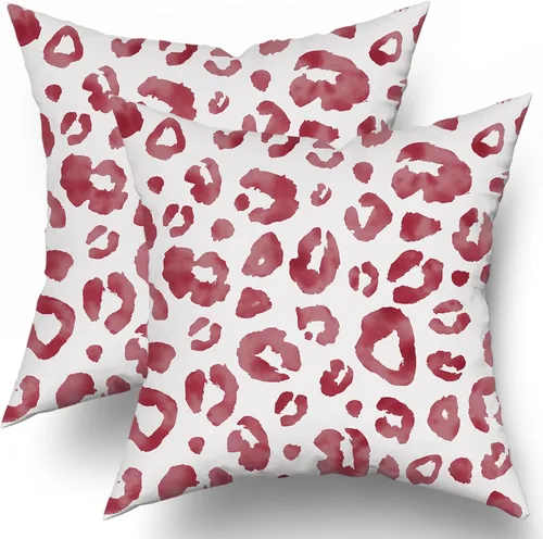 Miniatura 26 de Juego de 2 fundas de almohada con estampado de leopardo gris aguamarina de 16 x 16 pulgadas, diseño de guepardo gris acuarela y blanco, fundas