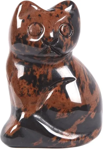 Miniatura 27 de Justinstones Escultura de gato tallada de cristal de cuarzo, estatua de gato de animal gatito de 1.181 in, mini figura de gato sentado de cristal