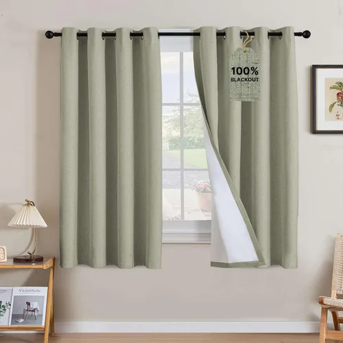 Miniatura 151 de H.VERSAILTEX Cortinas opacas de lino de 72 pulgadas de largo, 100% absolutamente opacas, con aislamiento térmico, con textura de lino, cortinas