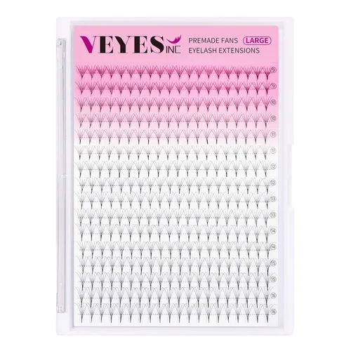 Miniatura 20 de VEYES INC Extensiones de pestañas postizas en abanico 3D-24D C/D rizo natural y volumen mixto, suministros de pestañas profesionales, negro mate 10D