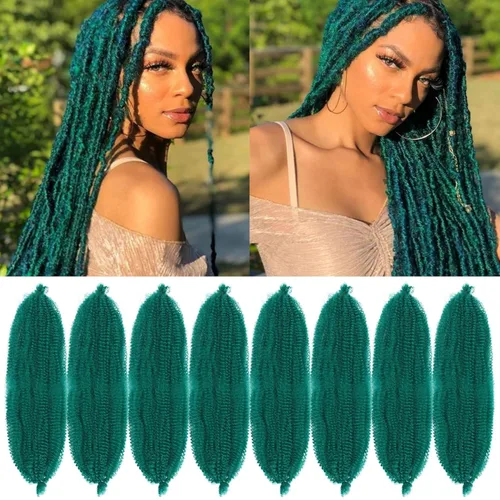 Miniatura 53 de Cabello Rizado Afro Elástico 8 Paquetes Cabello Trenzado Marley Twist Cabello Spring Twist Pre-Separado para Locs Falsos Cabello de Ganchillo Kinky