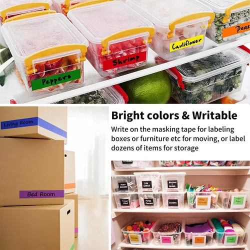 Miniatura 4 de CHIYUNS Cinta adhesiva de color, cinta de pintores de color para niños, 10 rollos de 1 pulgada de ancho x 12 yardas cada uno, cintas de papel