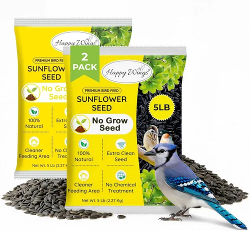 Miniatura 10 de Happy Wings Semillas de Girasol de Aceite Negro – Alimento para Aves Silvestres de 5 libras para Cardenales, Pinzones y Carboneros – Alimento