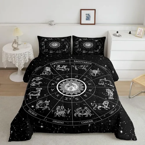 Miniatura 11 de Erosebridal Juego de ropa de cama de polilla de la muerte, juego de edredón bohemio de 3 piezas con diseño de árbol de la vida, edredón elegante
