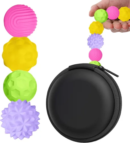 Miniatura 16 de BUSOHA Bolas Fidget de Silicona - Paquete de 4 Juguetes Fidget para Adultos Juguetes Sensoriales Pelotas Antiestrés para Adultos Adolescentes Morado