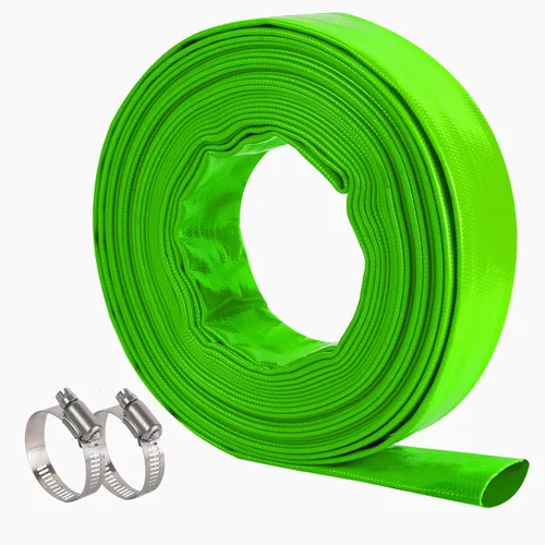 Miniatura 10 de Manguera de retrolavado de piscina de 1-1/2 pulgadas x 50 pies, manguera de descarga de agua plana de PVC reforzado de alta resistencia negra