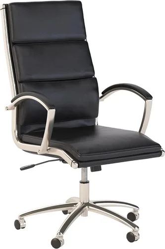 Bush Business Furniture Modelo Silla de oficina ejecutiva de cuero con respaldo alto en color negro | Solución de asiento ergonómico para estación