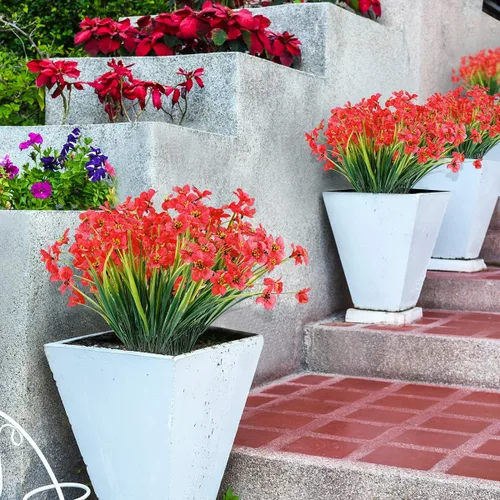 Miniatura 2 de JEMONG - 20 paquetes de flores artificiales para exteriores, resistentes a los rayos UV, flores falsas que no se decoloran, plantas de plástico
