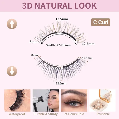 Miniatura 3 de Pestañas magnéticas dobles con aplicador, pestañas postizas suaves y esponjosas, aspecto natural de visón, 4D, reutilizables, no necesitan