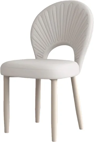 Upholstered Kitchen Chairs Set, Dining Room Chair with Leather Cushion Seat, Lobby Chair with Metal Leg for Kitchen Living Room White
