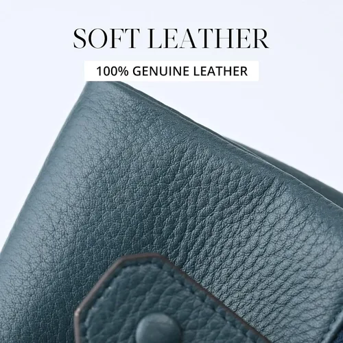 Miniatura 6 de Bveyzi Cartera pequeña de cuero suave para mujer, con bloqueo RFID, tarjetero con doble bolsillo con cremallera
