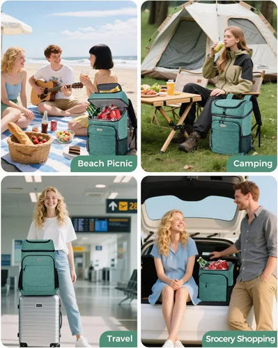 Miniatura 6 de BAGLHER Mochila Nevera Térmica Ligera Aislada - 30 Latas, A Prueba de Fugas para Almuerzo, Picnic, Senderismo, Viajes de Campamento Verde-Titán