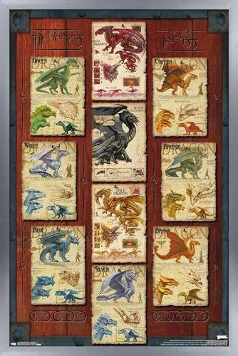 Miniatura 15 de Trends International Dungeons and Dragons - Póster de pared con cuadrícula de dragón, 22.4L x 14.7W, versión con marco de madera tipo granero