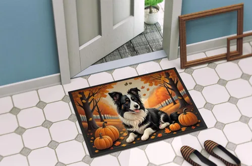 Miniatura 4 de Caroline's Treasures DAC1022JMAT Border Collie - Tapete de otoño para interiores o exteriores, 24 x 36 pulgadas, tapete para puerta delantera