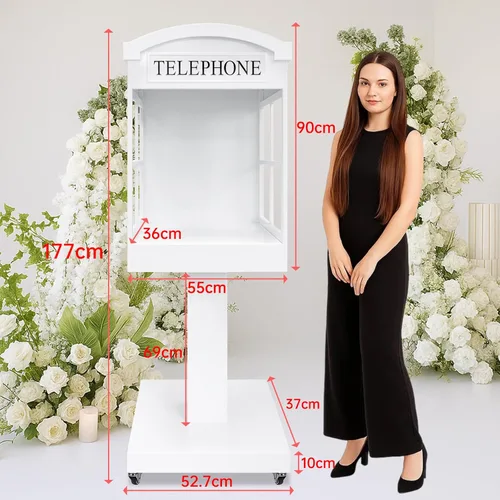 Miniatura 2 de Telephone Booth Audio Guest Book White Phone Booth Stand Wedding Telephone Booth Box Perfect for Video Message Recording Wedding Party Ceremony