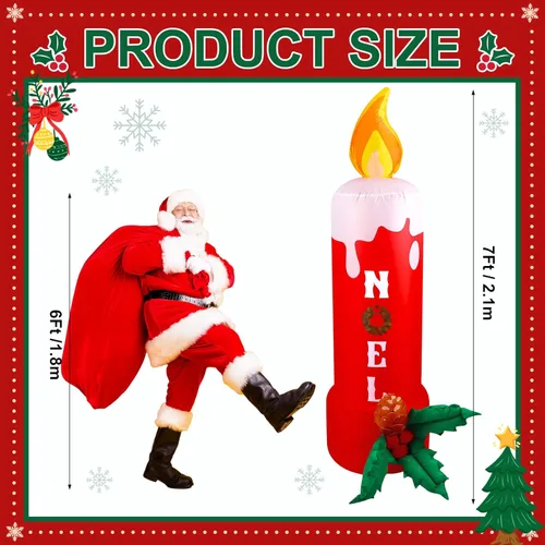 Miniatura 2 de Leyndo Vela Inflable de Navidad Noel de 7 Pies Decoraciones para Exteriores con Luces LED Integradas Decoración Inflable de Césped Noel de Navidad