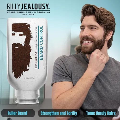 Miniatura 4 de Billy Jealousy Acondicionador de barba sin enjuague para hombres con jugo de hoja de aloe y aceite de semilla de jojoba, suaviza el cabello