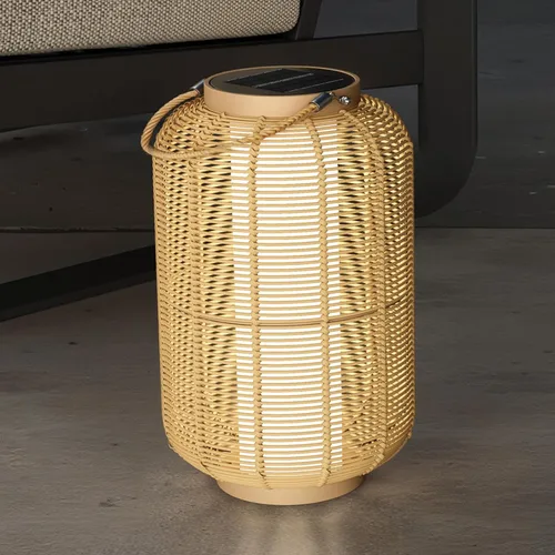 Miniatura 17 de Solar Yard Lámpara de pie para exteriores, luces de patio, farol con energía solar, resistente a la intemperie, luces de mimbre para terraza