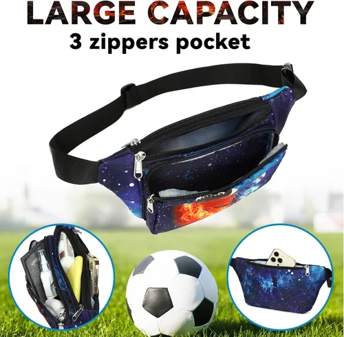 Miniatura 6 de LEDAOU Riñonera para niños, bolsa cruzada para niños, riñonera, ligera, para el pecho, Baloncesto Rugby Estrellas de fútbol, Talla única