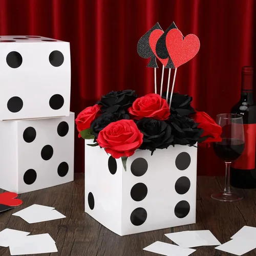Miniatura 5 de Sinmoe 6 cajas de regalo de dados blancos a granel de 7 x 7 x 7 pulgadas, caja de cartón de casino 3D, centros de mesa de dados para decoración