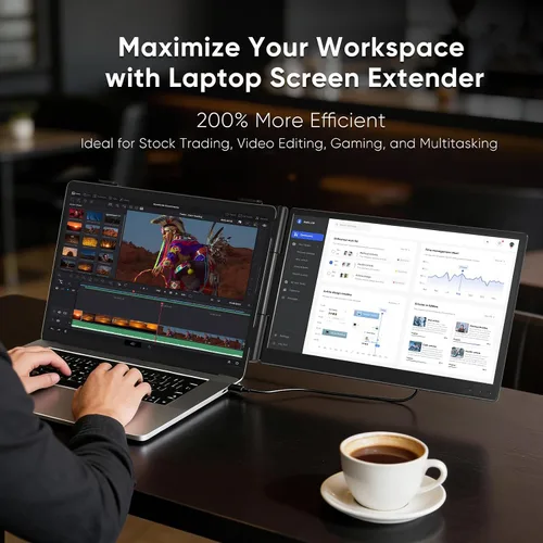 Miniatura 3 de Extensor de pantalla para laptop, monitor de pantalla dual FHD 1080P de 14 pulgadas para portátil, monitor portátil ultraligero con USB-C/HDMI, Plug