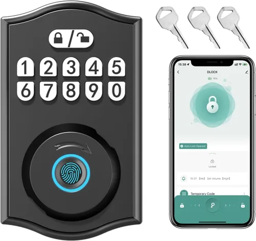 Miniatura 3 de Cerradura de puerta inteligente - Entrada sin llave con huella dactilar/Bluetooth APP control/contraseña, bloqueo automático, código de una sola