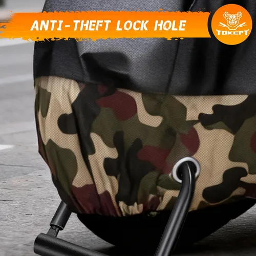 Miniatura 3 de Funda impermeable para motocicleta, bolsa de almacenamiento para exteriores, hecha de material resistente con agujeros de bloqueo y tira