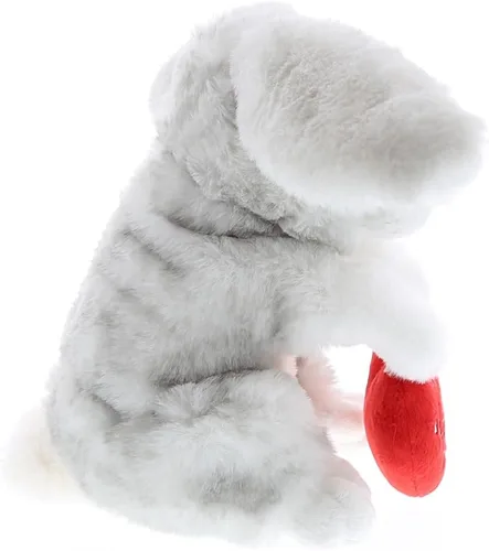Miniatura 6 de DolliBu I Love You - Conejo gris de peluche de San Valentín, lindo animal de peluche suave con corazón rojo, regalo para el día de San Valentín