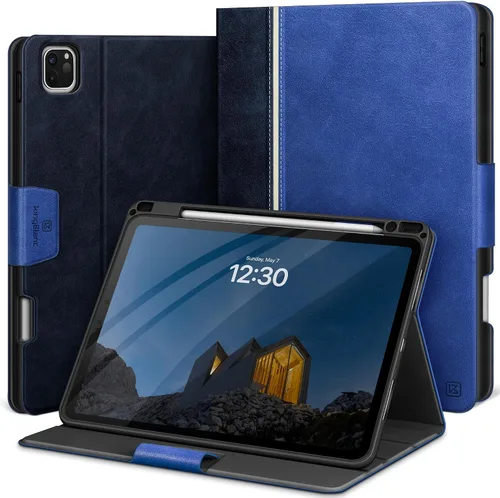 Miniatura 12 de KingBlanc Funda para iPad Pro de 11 pulgadas de 4ª/3ª/2ª/2ª generación (2022/2021/2020) con soporte para lápices, funda de soporte bicolor de cuero